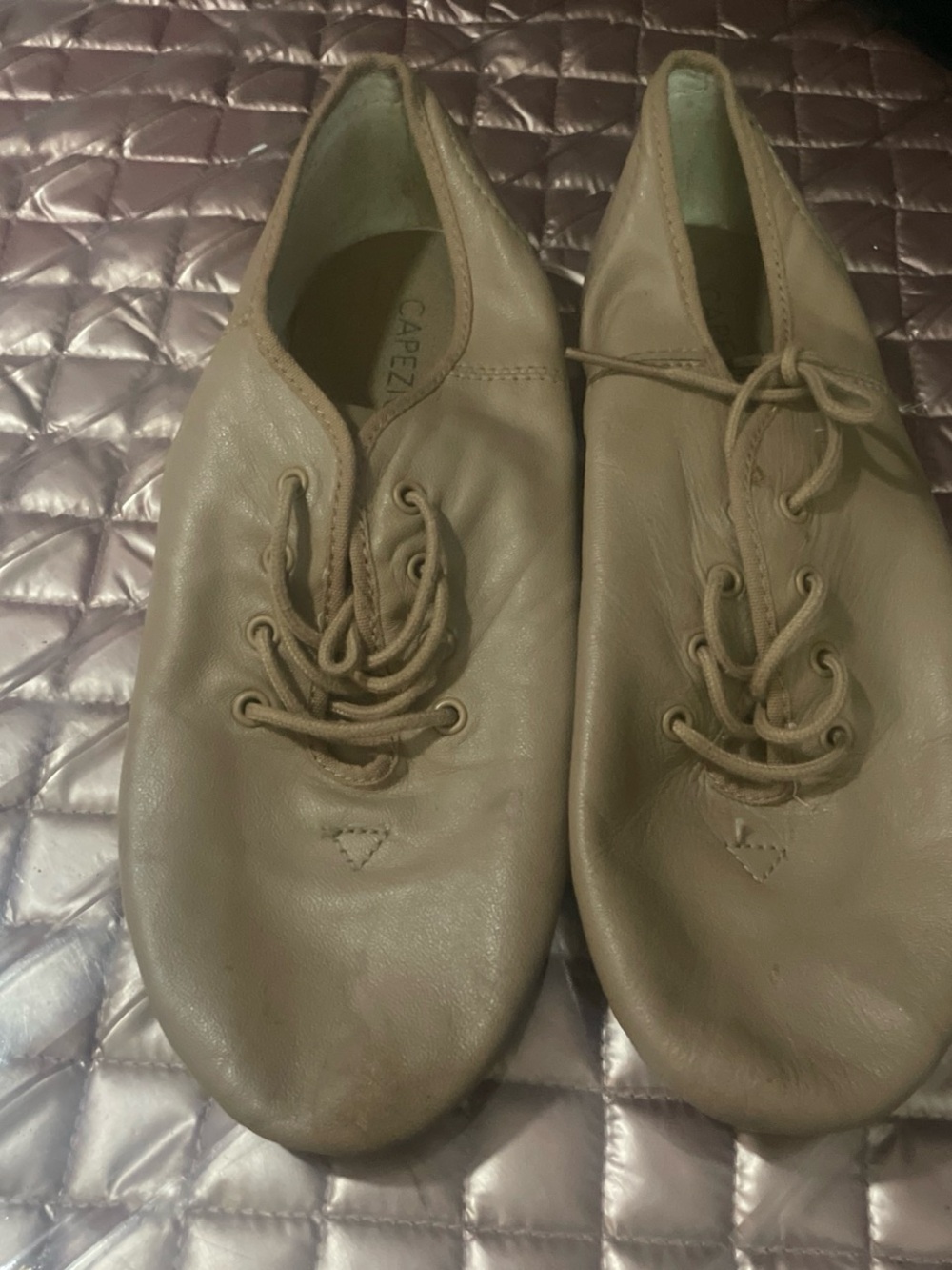 Capezio Taupe Leather Lace-Up Jazz Shoes